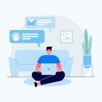 집 컨셉 디자인에서 일하십시오. | 무료 벡터