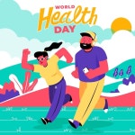 일광에서 달리는 세계 보건의 날 사람들 | 무료 벡터