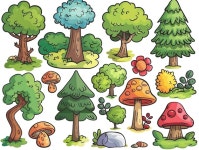 나무와 자연 스티커 컬렉션 | 무료 벡터