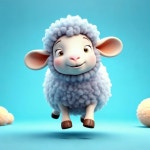이드 알 아다 (Eid AlAdha) 를 위해 선글라스와 축제 모자를 입은 귀여운 3D 만화 양 | 프리미엄 사진