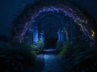 밤에 집과 도로 | 프리미엄 사진