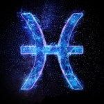 푸른 불꽃과 별이 있는 물고기자리 기호 | 무료 사진