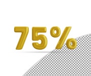 Premium PSD | 3d glossy gold text effect 75 percent