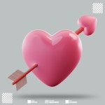 핑크 하트 사랑 아이콘 일러스트 절연 3D 발렌타인 데이 | 프리미엄 PSD 파일