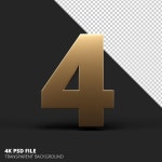 알파 배경이 투명한 3D 렌더링 번호 4 | 프리미엄 PSD 파일