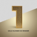3d render gold number 1 png | Premium PSD