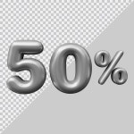 Premium PSD | 3d rendering of 50 percent with modern style