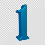 숫자 1의 3d 렌더링 | 프리미엄 PSD 파일