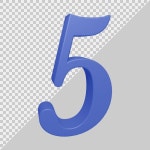 Premium PSD | 3d rendering of number 5