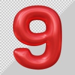 Premium PSD | 3d rendering of number 9 balloon