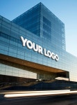 Premium PSD | 3d signage building logo mockup