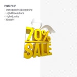 활과 리본 3d 디자인으로 70 % 판매 | 프리미엄 PSD 파일