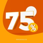 Premium PSD | 75 percentage 3d render