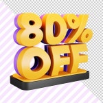Premium PSD | 80 percent off 3d rendering