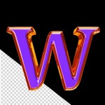 ⁇ 은 머리 3D 기호와 은 글자 w | 프리미엄 PSD 파일