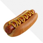 인공지능 (AI) 에 의해 투명한 배경에 분리 된 겨자 소스와 함께 맛있는 핫도그 | 프리미엄 AI 생성 PSD