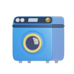 세탁기 세탁 세트 만화 아이콘 그림입니다. 기술 패션 아이콘 개념 절연입니다. 플랫 만화 스타일 프리미엄 벡터 | 프리미엄 벡터