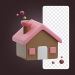 그 위에 달이 있는 집의 소형 모델 | 프리미엄 AI 생성 PSD