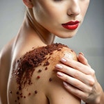 커피 바디 스크럽을 가진 여자의 야외 촬영. | 무료 사진