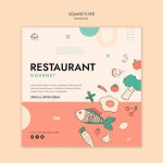 평면 디자인 아시아 레스토랑 템플릿 | 프리미엄 PSD 파일