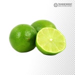 절반으로 잘라진 라임과 어낸 조각 | 프리미엄 AI 생성 PSD
