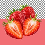 3d 렌더링 컷 딸기 투명 프리미엄 psd | 프리미엄 PSD 파일