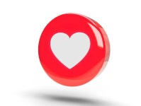 Red button love with heart icon symbol and social media communication sign icon 3d rendering. | Free Vector
