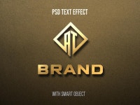 골드 로고 모형 3D 효과 | 프리미엄 PSD 파일