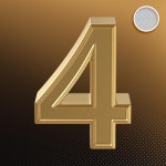 검정색 배경에 금색 숫자 4가 표시됩니다. | 프리미엄 PSD 파일
