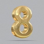 Gold Number 8 3d luxury element | Premium PSD