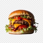 녹색 러드 와 은 고추 를 가진 햄버거 | 프리미엄 AI 생성 PSD