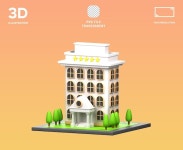 블루 앤 화이트 디자인 의 만화 건물 일러스트레이션 | 프리미엄 AI 생성 PSD