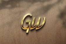 럭셔리 황금 로고 목업 전면 보기 | 프리미엄 PSD 파일