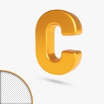 알파 3d 문자 C 투명한 배경에 오렌지색으로 색 | 프리미엄 AI 생성 PSD