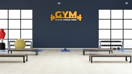 현대 체육관 벽 로고 프로토 타입 | 프리미엄 PSD 파일