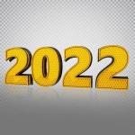 숫자 3D 노란색 스타일 2022 | 프리미엄 PSD 파일