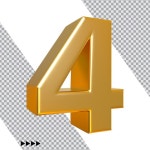 4 3D 숫자 | 프리미엄 PSD 파일