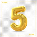 Premium PSD | Number 5 gold luxury 3d