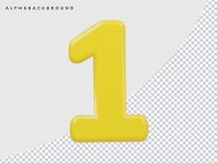 PSD 3d: 투명한 배경에 1번 | 프리미엄 PSD 파일