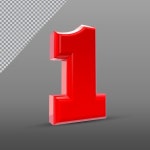Premium PSD | Number 1 in 3d render