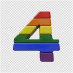 Lgbt 숫자 플래그 대각선 .3d 숫자 4 | 프리미엄 PSD 파일