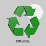 기호를 재활용합니다. 생태 및 환경 아이콘입니다. 3D 렌더링 그림 | 프리미엄 PSD 파일
