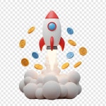 황금 로켓 발사 흥미진진 한 재정적 성공 부 폭발 | 프리미엄 AI 생성 PSD