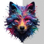 Premium PSD | Splash safari colorful animal face isolation