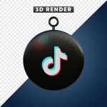TICKOREA미디어 | Tik Tok 소셜 미디어 아이콘 3d 개체 | 프리미엄 PSD 파일