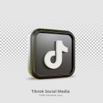 TICKOREA미디어 | Tiktok 소셜 미디어 3d 렌더링 아이콘 | 프리미엄 PSD 파일