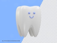 카카오 카 카카오카카카오 카카오는 웃음과 함께 아기 이빨 3D 렌더링... 은 푸른 배경에 치과 클리닉 3D 일러스트레이션 | 프리미엄 PSD 파일