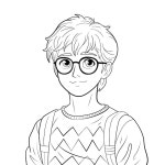 애니메이션 컬러링 페이지 일러스트레이션 | AI 생성 벡터