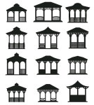 터 게제보 공원 나무 알코브 마당 | 프리미엄 벡터 페르골라 아이콘 세트 윤 ⁇   ⁇ 터 게제보 공원 나무 알코브 마당 | 프리미엄 벡터