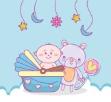 베이비 샤워 만화 | 프리미엄 벡터